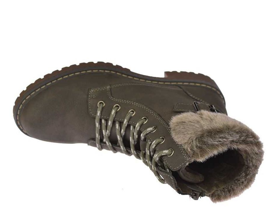 Botki damskie ocieplane glany na zamek trapery B-3-1344 szare rozm. 37