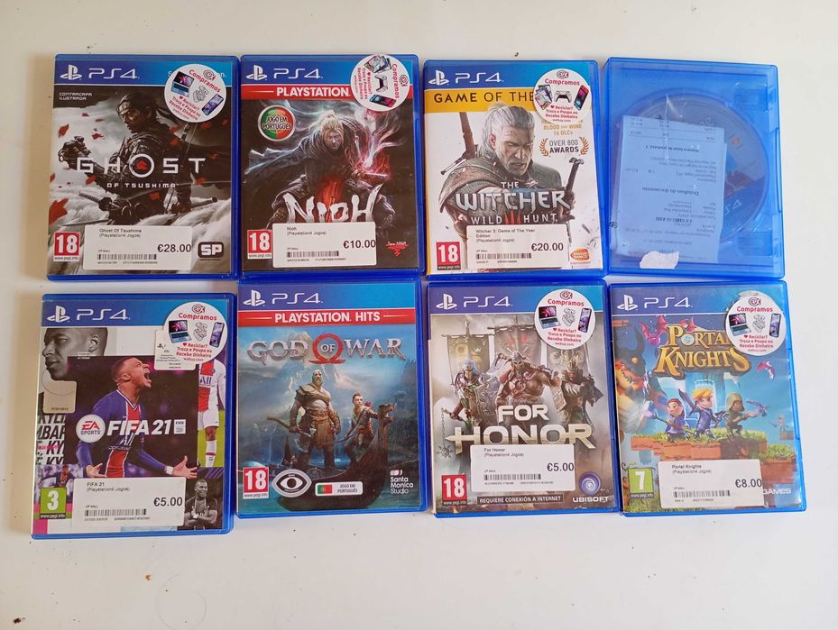 Jogos ps 4 : Ghost of Tsushima, Nioh, Wither 3, bloodborn, fifa 21, God of War, For Honor, portal knights