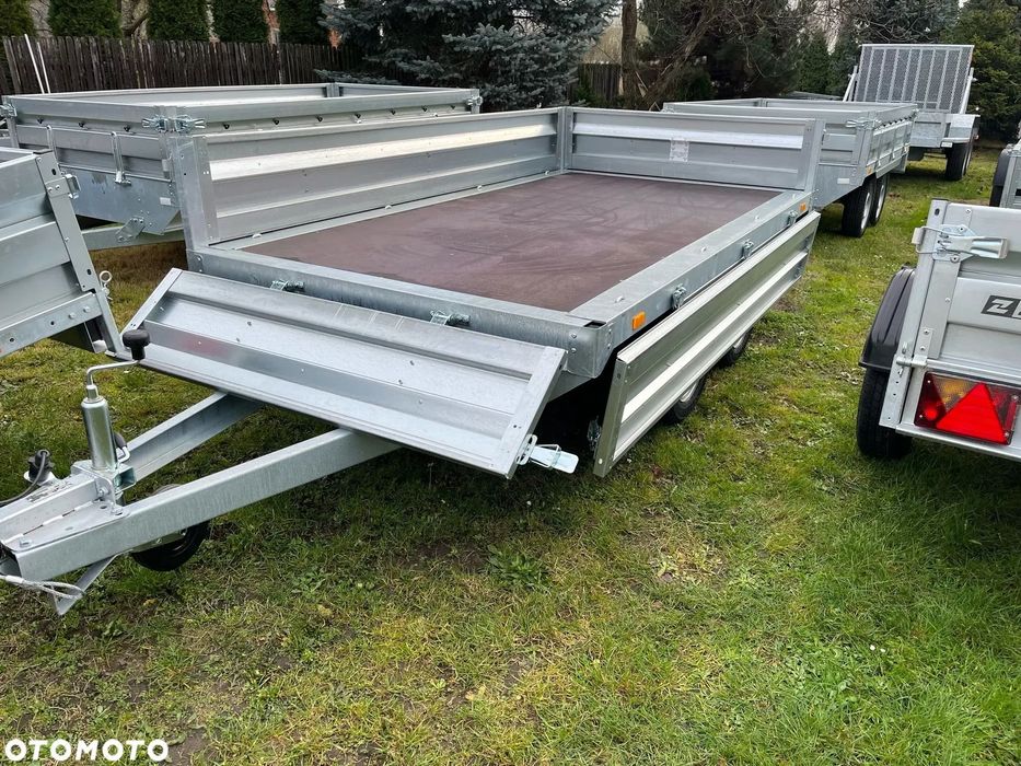Zaslaw HL265T 265x150 MOCNA ! koła pod podłogą  Przyczepa samochodowa HOCHLADER koła pod podłogą 265x150 burta 35cm