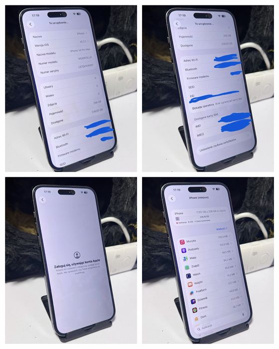Apple iPhone 14 Pro Max | FIOLETOWY | eSIM | 256GB | 85% | BEZ BLOKAD | 13 ETUI + SZKŁA OCHRONNE