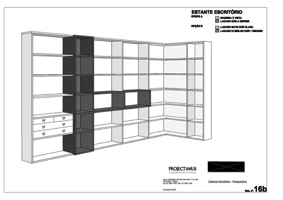 Estante grande em L em MDF lacado, design único por arquitecto