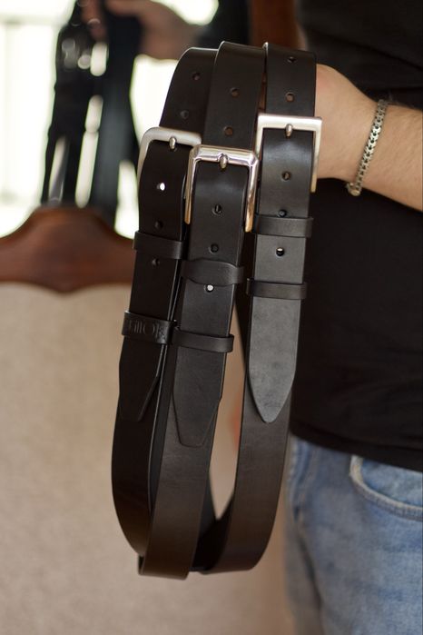 Шкіряний чоловічий ремінь для джинсів ручної роботи / ремень мужской