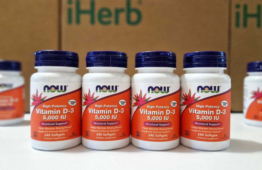 Витамин D3 5000 ме (125 мкг), Now Foods, 120 и 240 капсул. Вітамін Д3