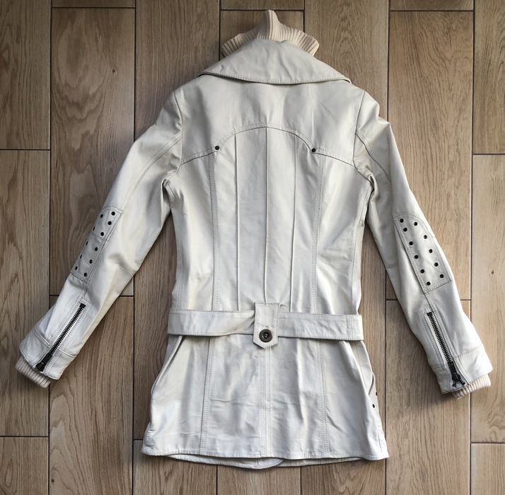 Biało-kremowa kurtka skórzana Vero Moda S