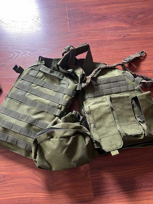 Kamizelka taktyczna typu plate carrier | olive | airsoft / ASG | MOLLE | zestaw
