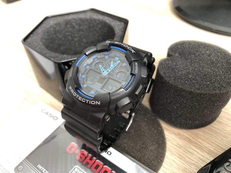 Zegarek Casio G-Shock oryginalny GA-100 czarno niebieski