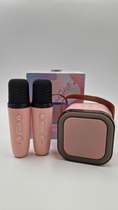 Mikrofon głośnik bezprzewodowy zestaw do karaoke bluetooth 2 mikrofony