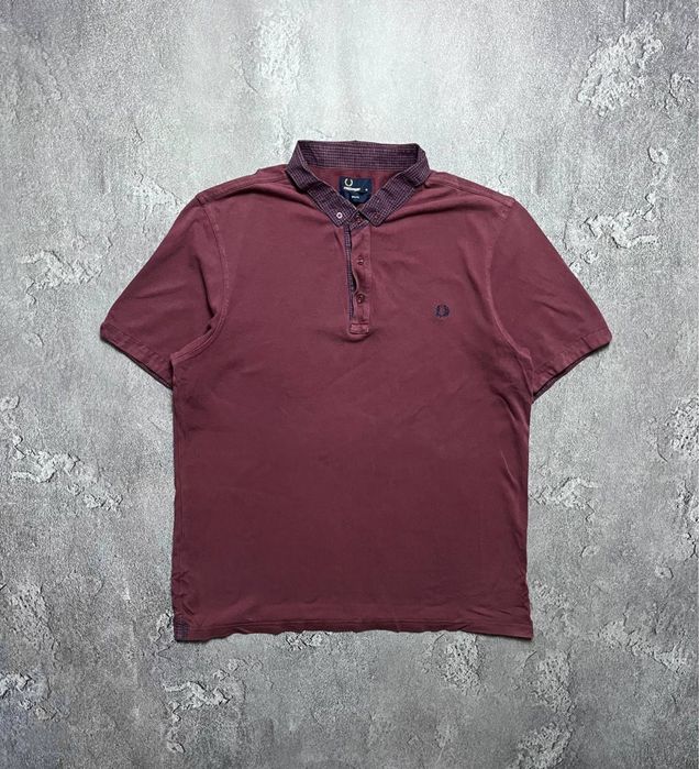 Вінтажна Футболка Поло Fred Perry Фред Перрі Великий Логотип колір червоний розмір ХЛ