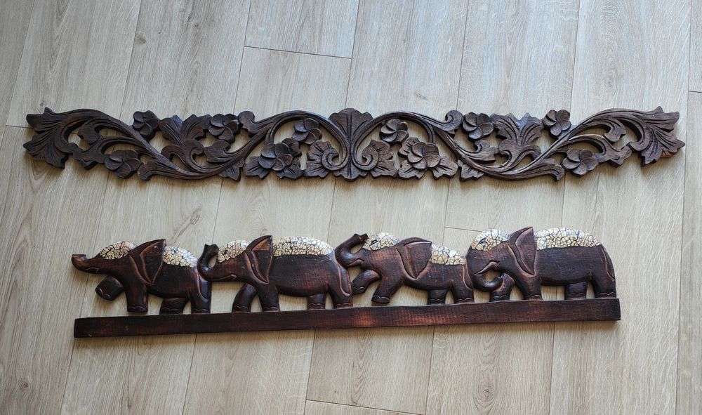 Ozdoba ścienna drewniana słonie