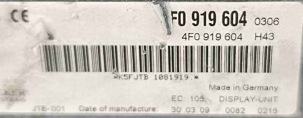 Display / Ecrã de Informações 4F0919604 - AUDI A5 Sportback