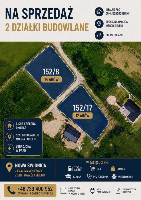 Uzbrojone Działki budowlane okolice Gryfów śl.