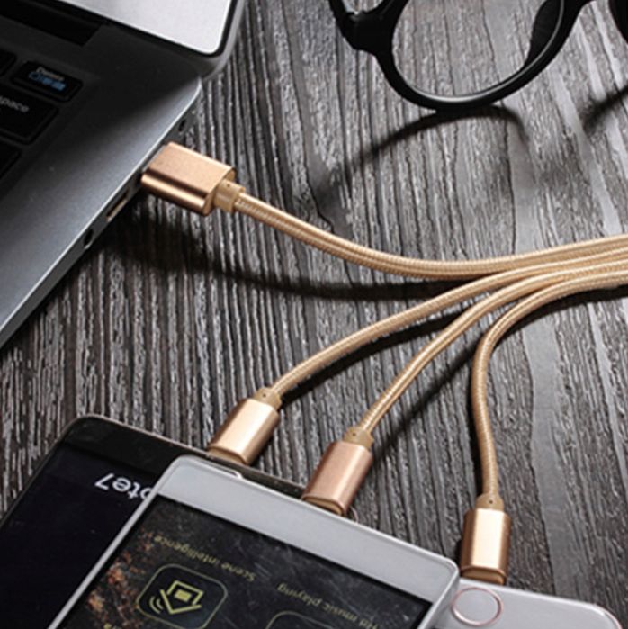 Kabel USB 3w1 USB-C + Micro USB + Lightning iPhone 1,2m ładowania