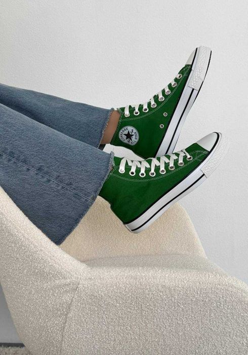 Зелені жіночі високі кеди конверси олл стар converse all star green