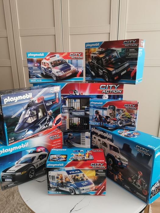 Playmobil policja 8 zestawów 100% kompletne 6919 itd, pojazdy, helikop