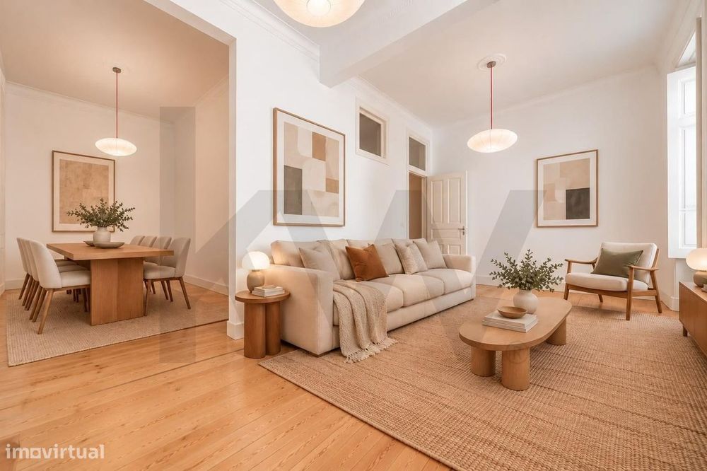 Um apartamento luminoso e elegante, no coração de Campo de Ourique.