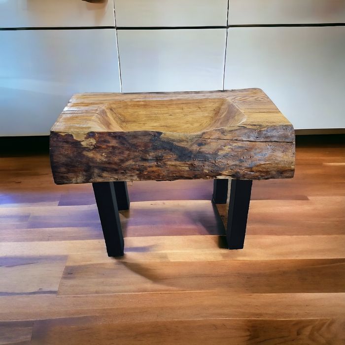 Blat drewniany umywalka drewniana nablatowa nowoczesna z monolitu dębu