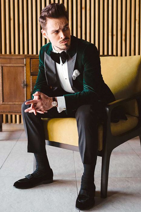 NOWA czarna aksamitna mucha męska garniturowa smokingowa muszka ślubna