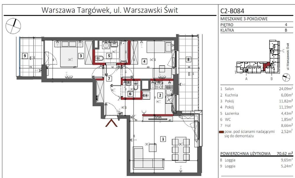 Przestronne 3-pokojowe mieszkanie z balkonami i garażem podziemnym - Widok 2