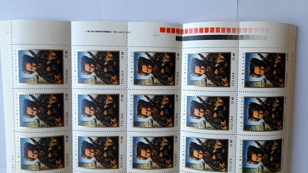 Znaczki polskie ARKUSZ 1972 Malarstwo polskie  - Matejko arkusik,  niestęplowane