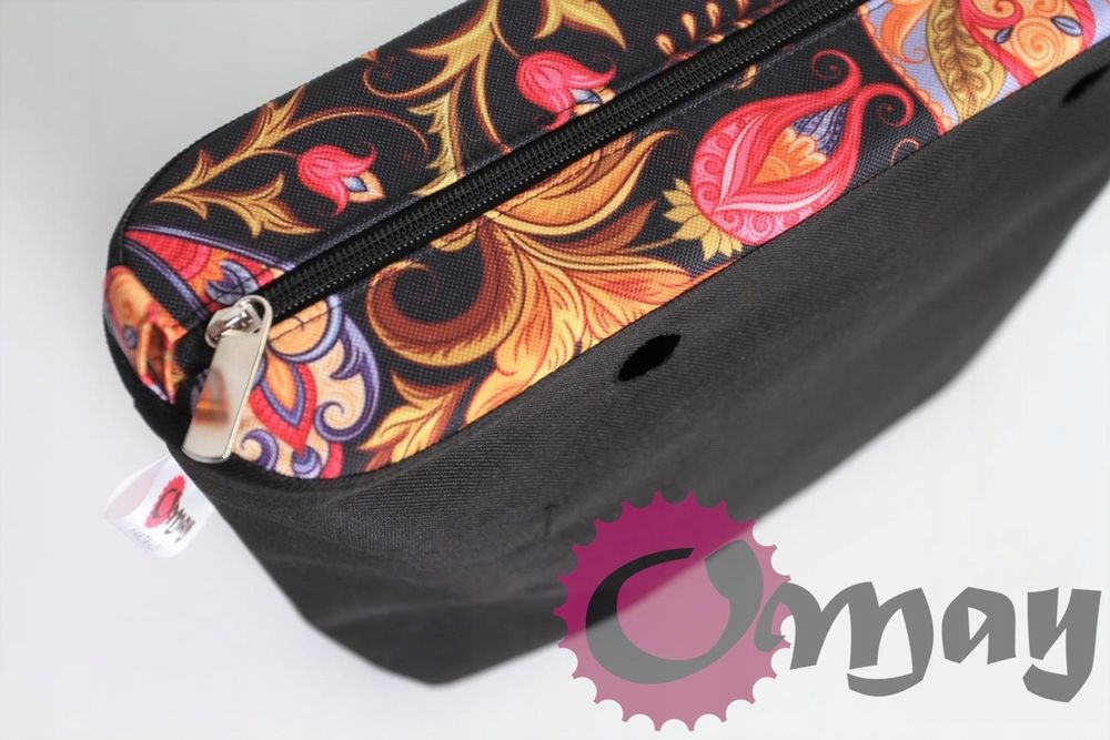 CZARNY organizer OBAG MINI +OPASKA orient 2 kieszenie wkład OMAY