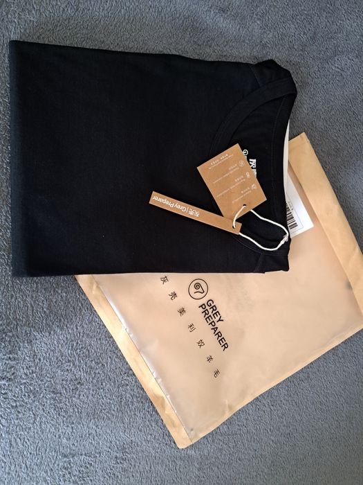 [L] 100% Merino Wełna Merynos Koszulka Czarny Długi Rękaw
