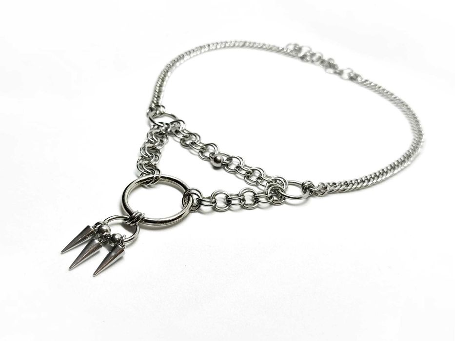 Goth industrial necklace stal chirurgiczna kolce handmade edgy y2k