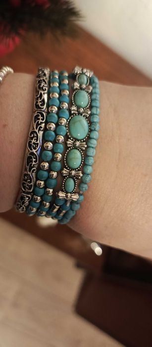 Komplet 5szt bransoletek turkus