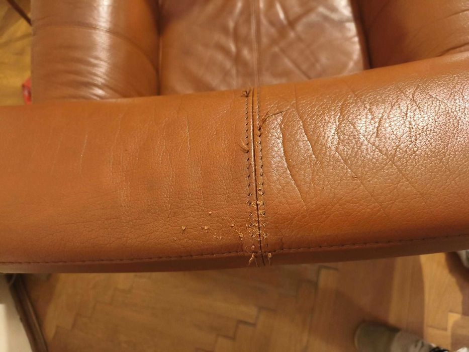 Brązowy fotel skórzany (używany)