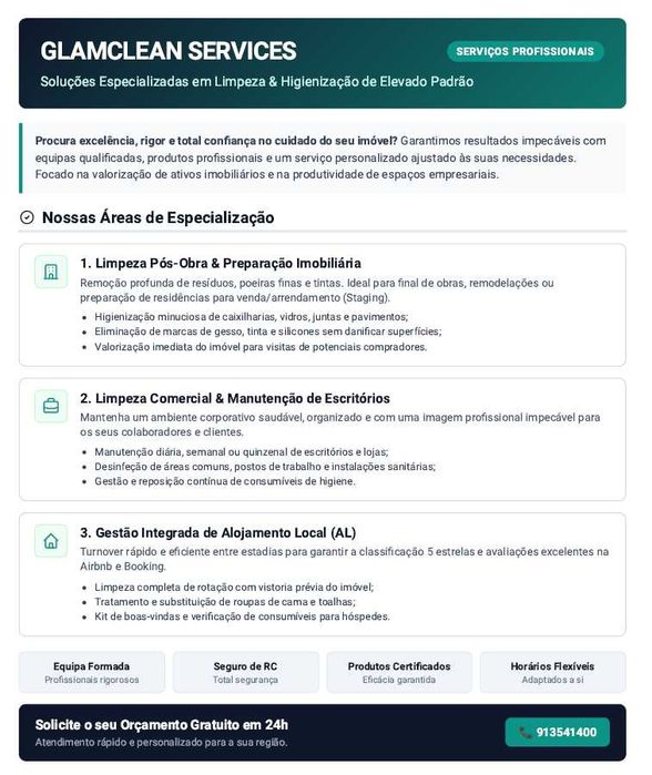 Espaço Limpo, Mente Tranquila: Confie a Sua Limpeza a Quem Sabe! Glamclean