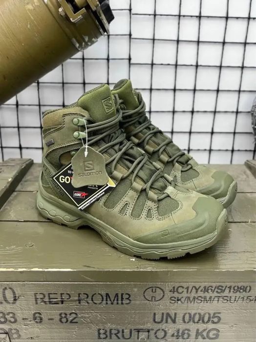 ‼️DISCOUNT‼️ Трекінгові армійські черевики Salomon Quest 4D Олива 40