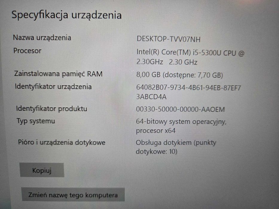Laptop Lenovo ThinkPad T450s i5-5300U 8Gb RAM 240Gb SSD Win11 Pro