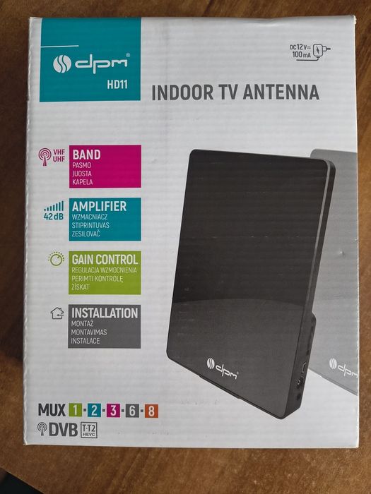Antena DVB-T VHF/UHF pokojowa 42 dB HD11 Nowa