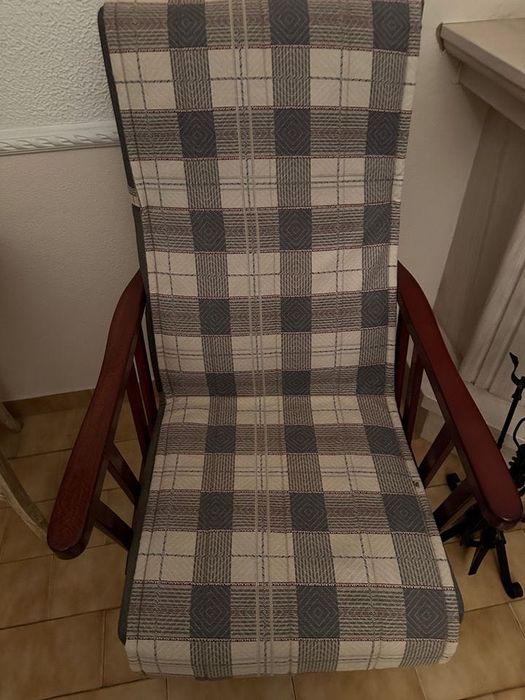 Cadeirão baloiço Xadrez Bege e Azul