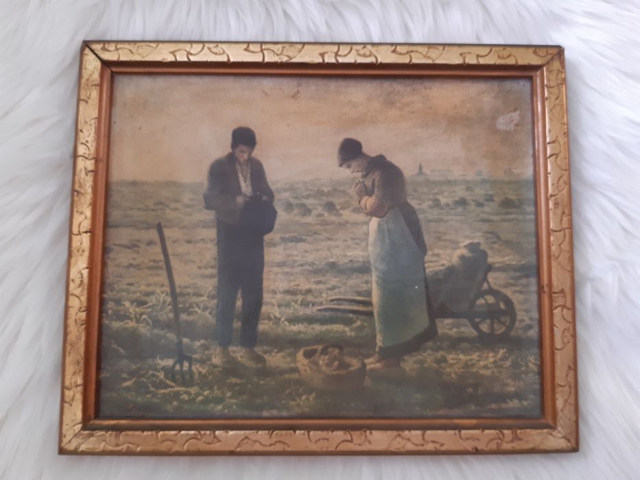 Stary obraz modlitwa w polu kolekcja