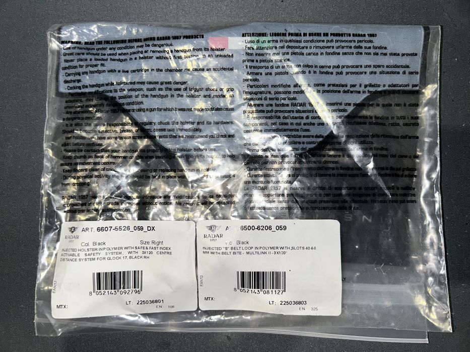 Кобура + панель radar glock17/19/23