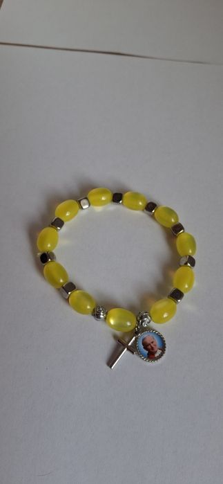 Różaniec żółty dziesiątka bransoletka koraliki