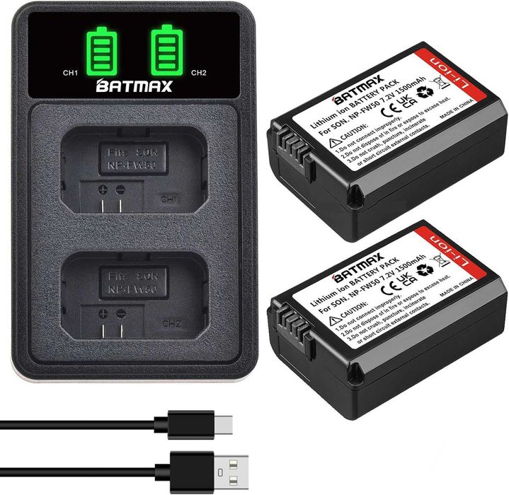 Зарядка + 2 батареи NP-FW50 Sony A6300 A6400 A6500 A7 A7II A7S  A7R