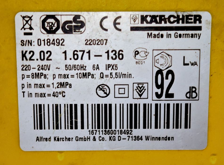 Myjka ciśnieniowa Karcher K2.02