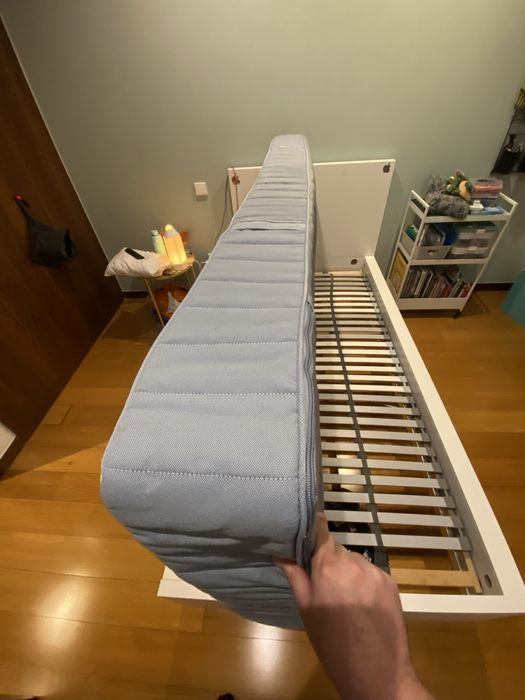 Cama IKEA - MALM + Colchão de Molas + Estrado de Ripas - Solteiro