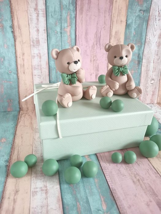 Dekoracja z masy cukrowej misie chrzest święty roczek 2