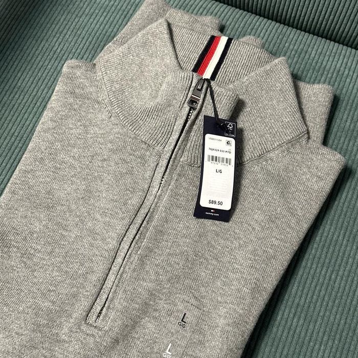 Оригінальний чоловічий светр з коміром tommy hilfiger, 1/4 зіп кофта