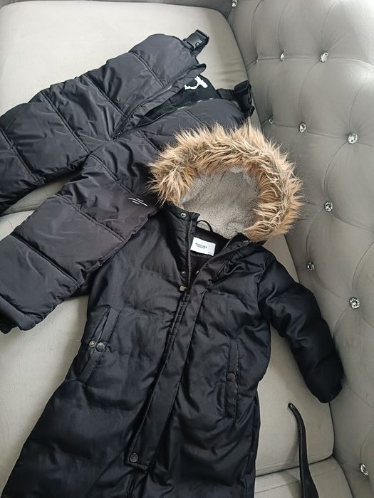 Kombinezon i spodnie zimowe ocieplane czarne rękawiczki Reserved 98