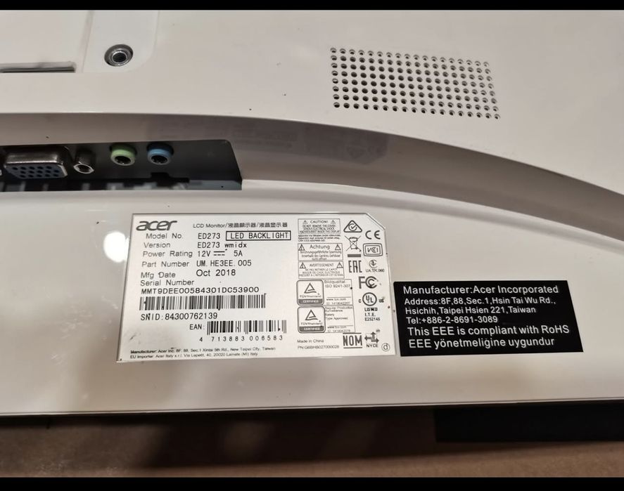 Monitor ACER ED273 27" 1920x1080