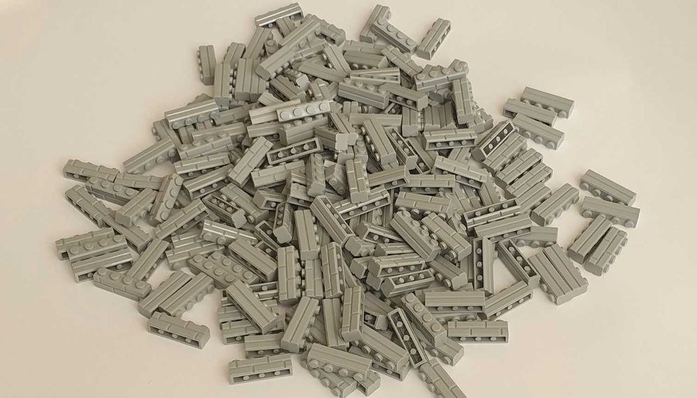 Klocki na sztuki, 250 szt cegiełka jasny szary 1x4, LEGO 15533