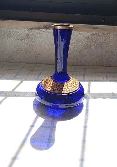 Jarra vintage azul cobalto Barthmann com dourado