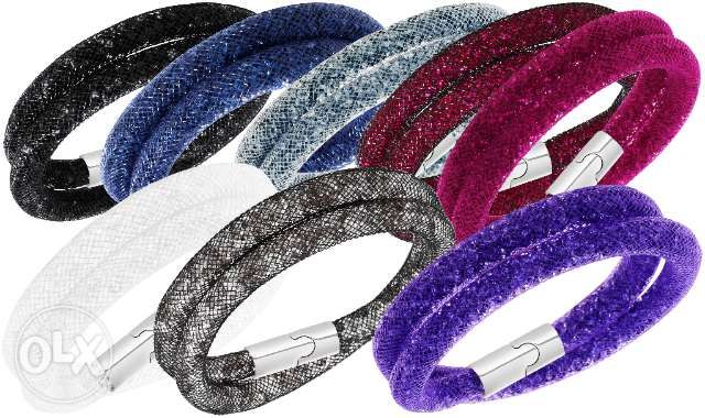 Pulseira tubo de nylon com swarovskis Artigo NOVO