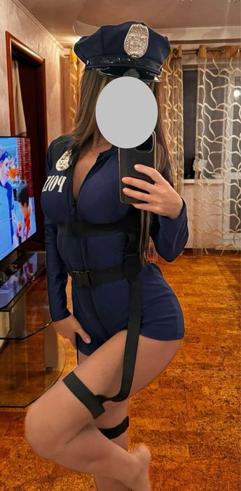 Эротический ролевой костюм Полицейской с круговым доступом. Комбинезон