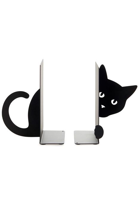 Stojak na książki regał czarny w kształcie kota