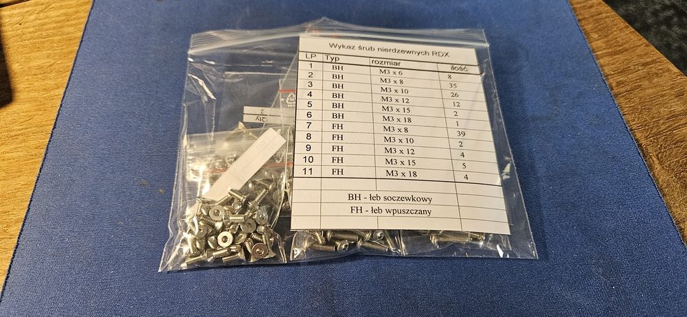 ReveD RDX zestaw śrub nierdzewnych
