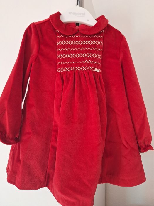 Vestido aveludado brilhos Mayoral 12M vermelho